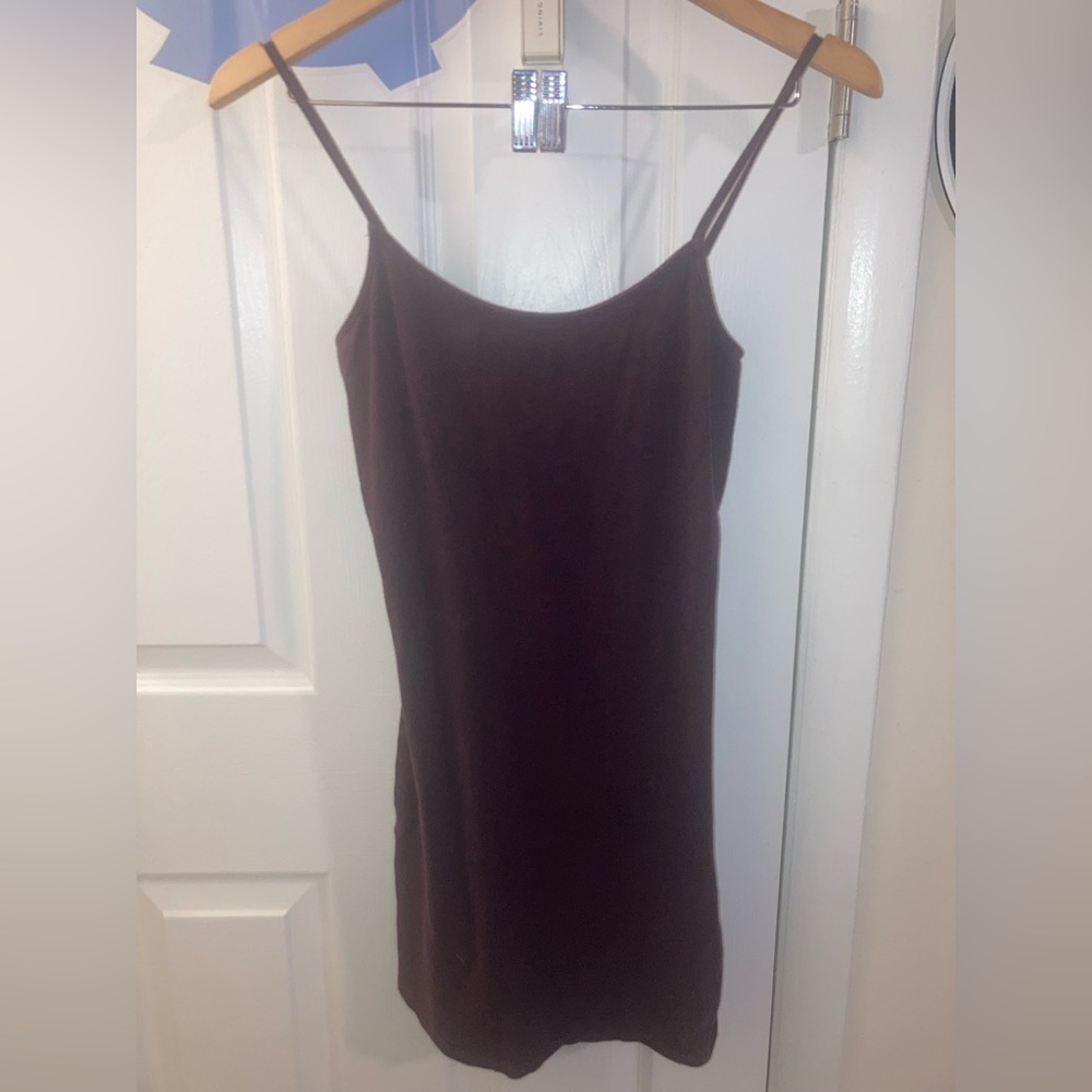 Garage Maroon Spaghetti Strap Pencil Dress